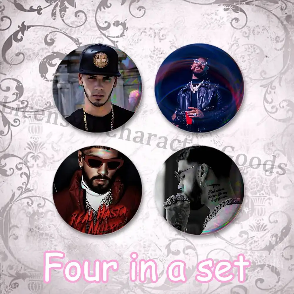 A-Anuel AA 25mm Badge 4-Piece Set Mini Pill Baji Kawaii Collectibles Creative Button Pin for Ita-Bag