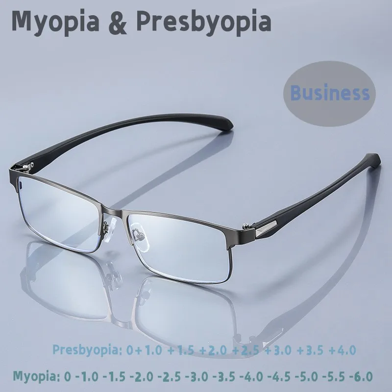 

Vintage Men BusinessMyopia Eyeglasses Fashion TR90 Half Frame Near&Far sight Comfortable Prescription Eyewear Diopter 0 To +4.0