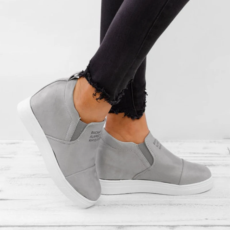 Women Ankle Boots Wedges Spring Female High Heel Platform Increasing Shoes Ladies Elastic Band Fashion Casual Footwear