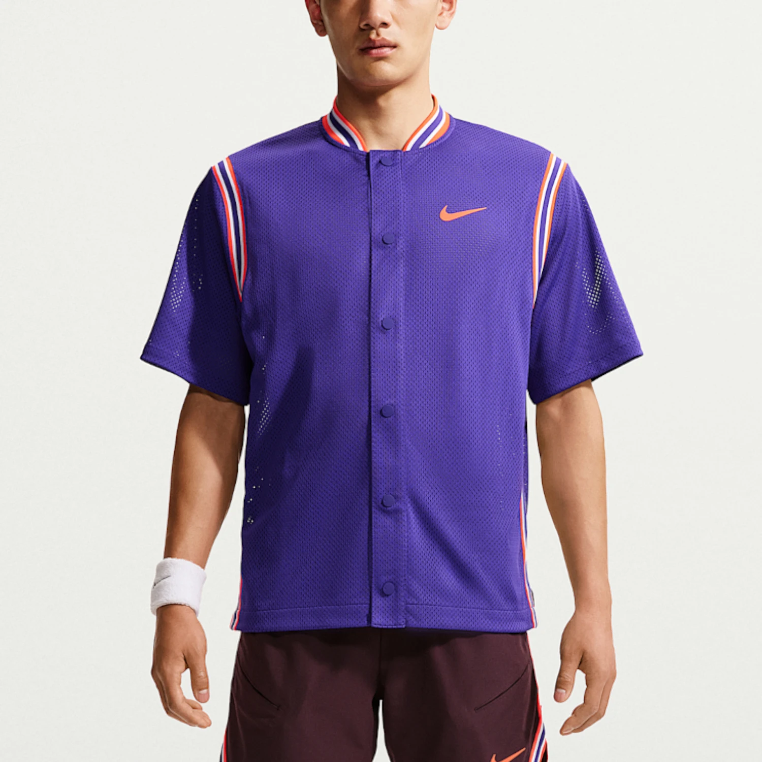 Nike genuine men's sports and leisure breathable snap button tennis short sleeved T-shirt IM6612-514