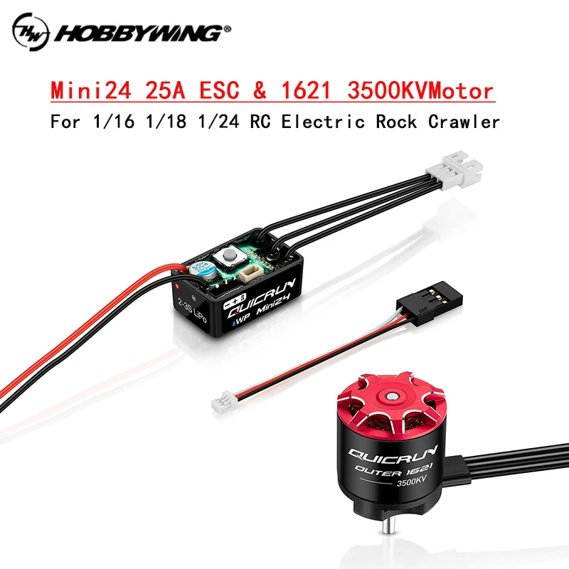 HOBBYWING QuicRun WP Mini24 25A ESC External 1621 3500KV Brushless Sensorless Motor Combo For 1/18 1/24 RC Crawler Car Model