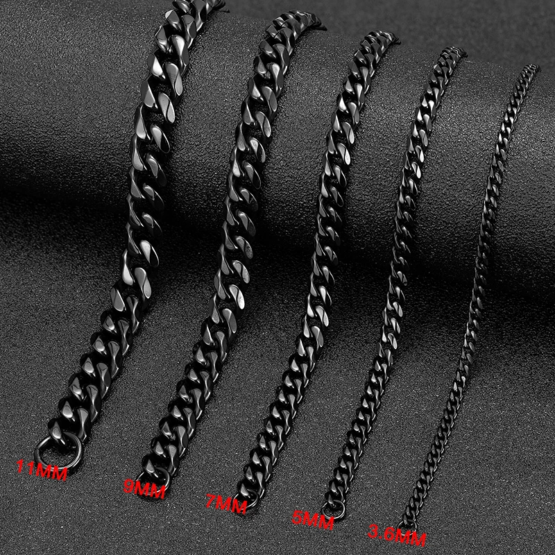 3.6-11MM Stainless Steel Cuban Link Chain Necklace for Men & Women Classic Metal Choker Jewelry Beach Waterproof Accessories, image 7