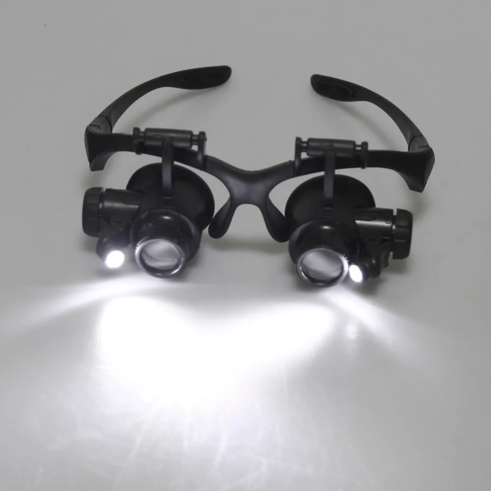 10x 15x 20x 25x Eyewear Headband Head Wearing Magnifier LED Magnifying Glass with Light Helping Hands for Reading Loupe