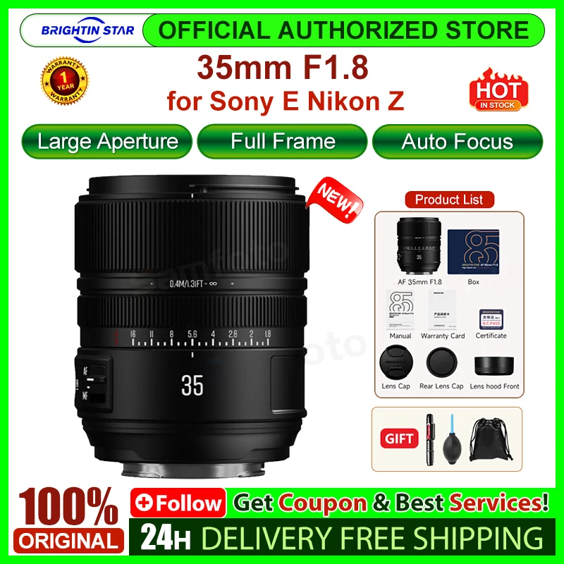 Brightin Star AF 35mm F1.8 フルフレーム固定焦点カメラレンズ