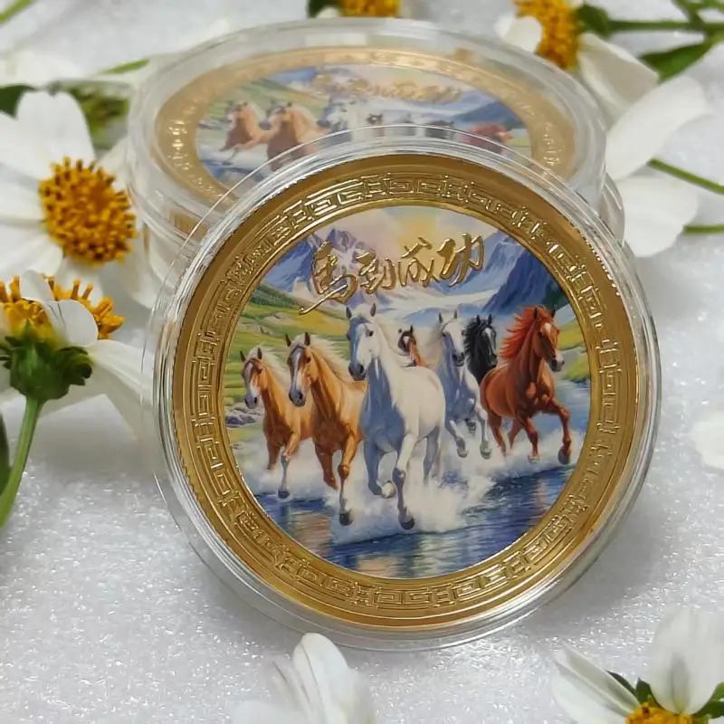 1/3/5Pcs 2026 Year Of The Horse Commemorative Coins Lucky Animal Horse Metal Collection Coins Creative New Year Souvenir Gift