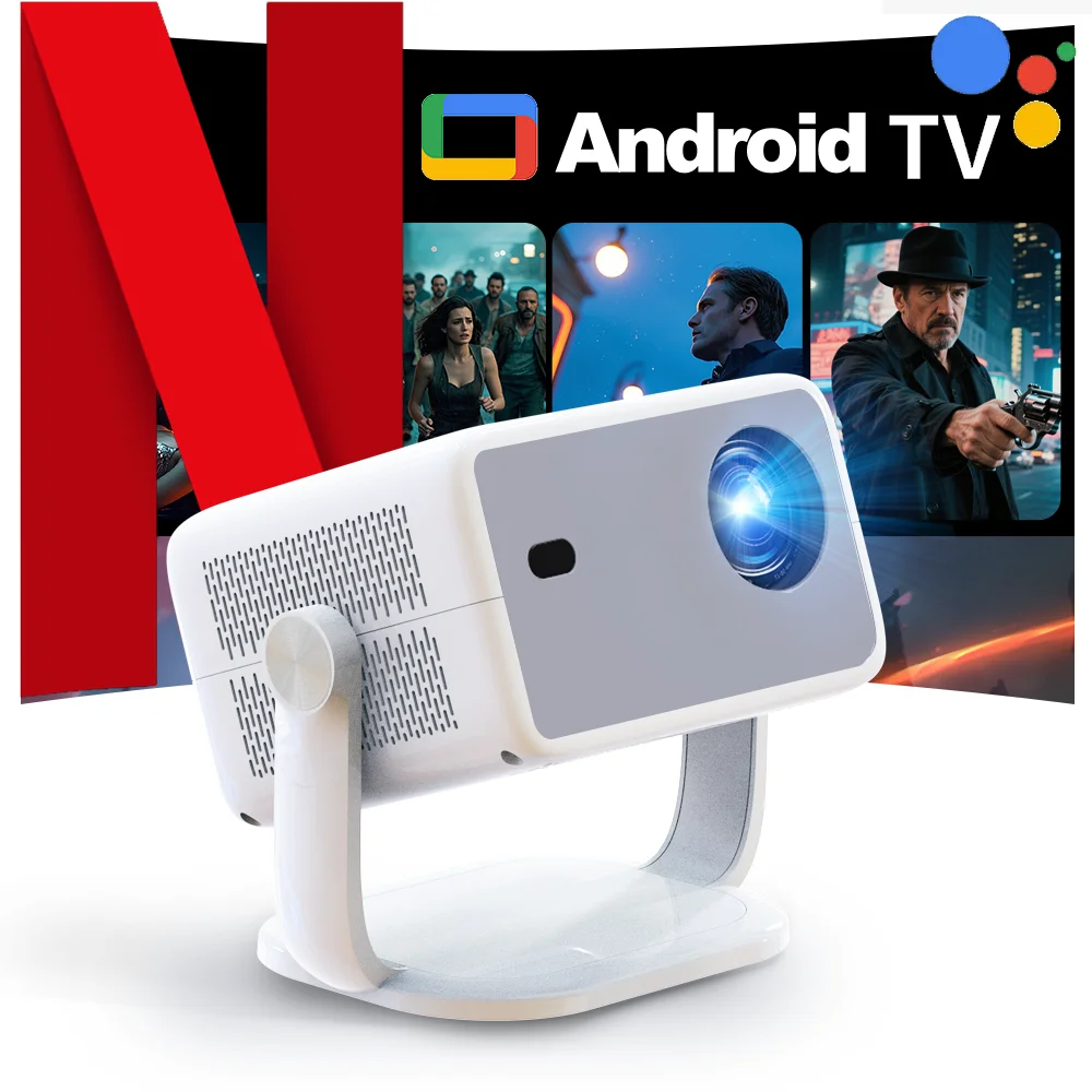 LynCast L018 Projector 800ANSI Native 1080P 4K, Android 14 BT5.4 WIFI6 Auto Focus & Keystone 360° Rotate Portable Home Theater