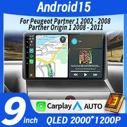 For Peugeot Partner 1 2002 - 2008 Partner Origin 1 2008 - 2011 Android 15 Carplay Auto Car Radio Multimedia Video Player GPS DSP