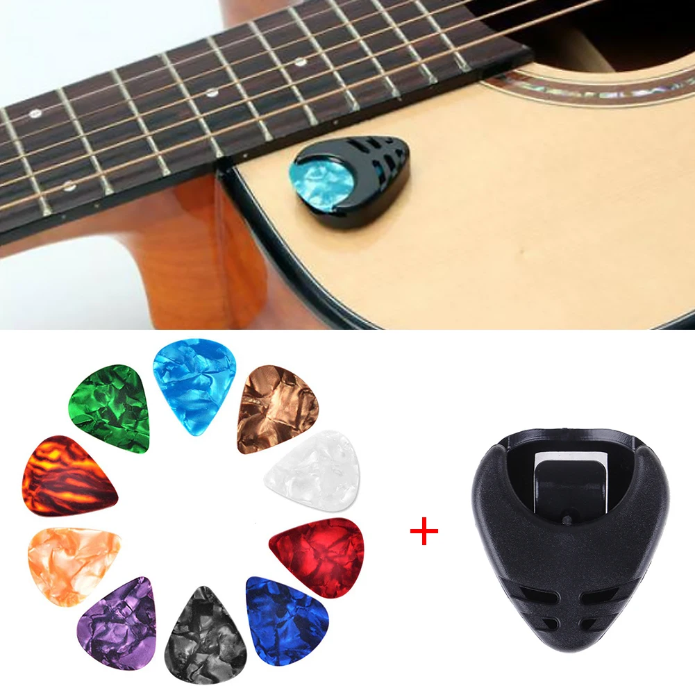 10Pcs Electric Guitar Picks Multifunction Guitar Picks & Pick Holder Set Acoustic Guitar Picks Celluloid Guitar Accessories