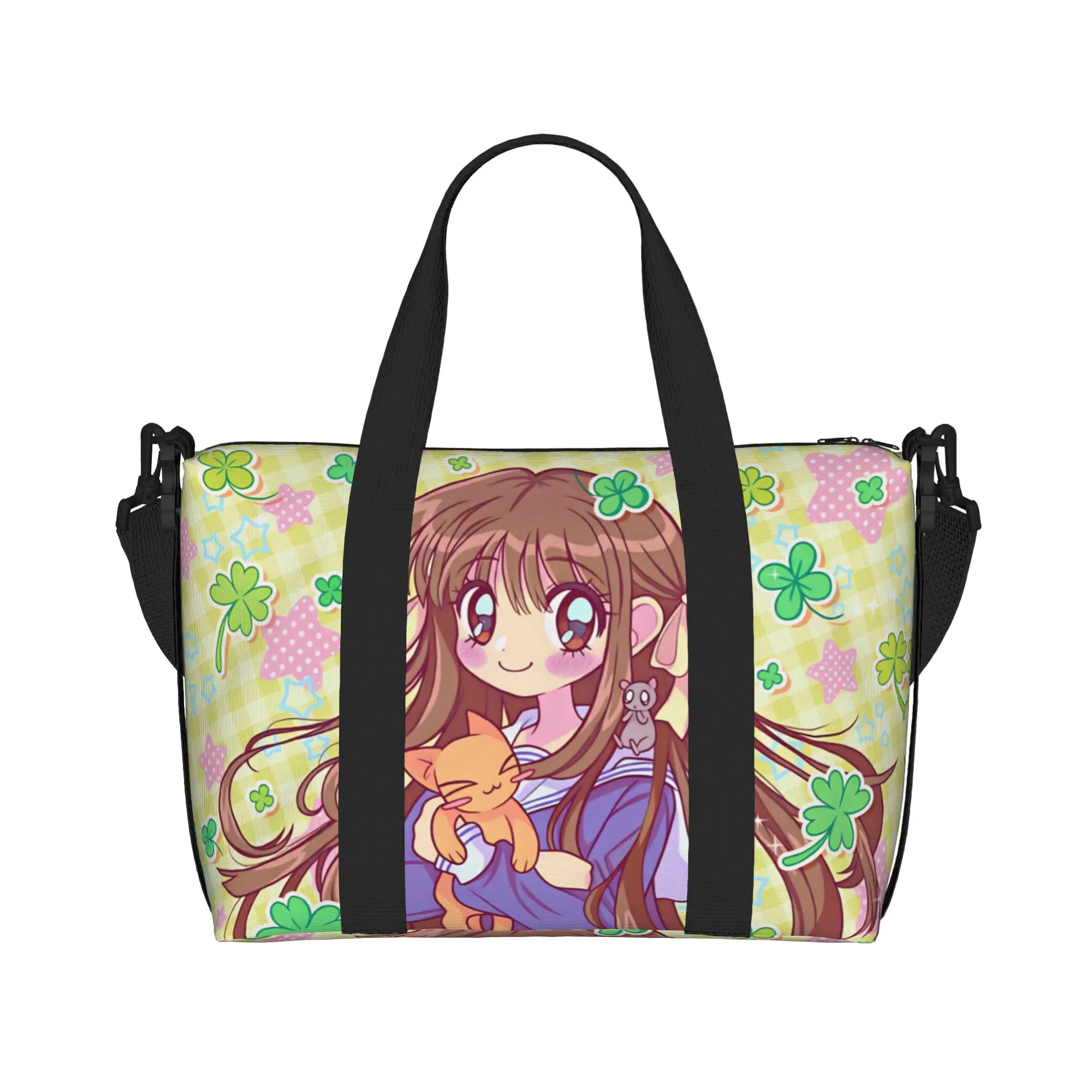 Custom Tohru Honda D-Fruits B-Basket Beach Tote Bag for Women Extra Large Gym Carry On Anime Travel Shopping Bags
