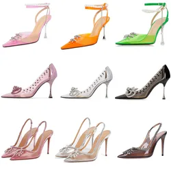 Clearance!!! Fashion Women Pumps Sandals Summer Sexy Slingback High Heels Rhinestones Elegant Pointed Toe Party Wedding Shoes