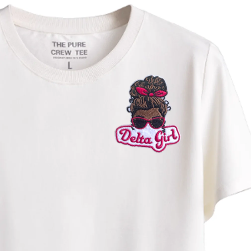 رقعة دلتا سيجما ثيتا المطرزة - نادي نسائي الأخت والحياة اليونانية شارة حديدية للسترات والحقائب والقبعات