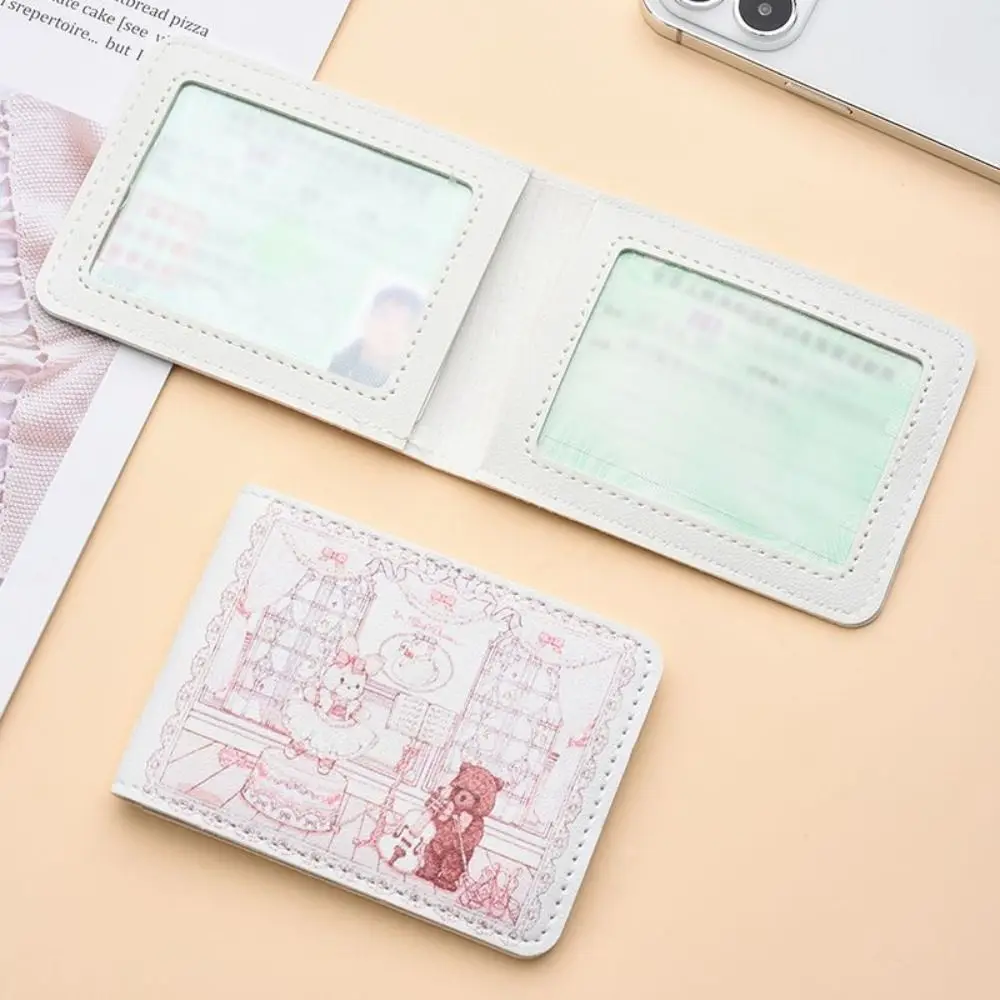 Creativity Portable Print Card Bag Cartoon Large Capacity ID Storage Bag PU Puppy Document Protection Cover