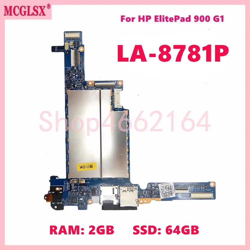 LA-8781P 2GB-RAM 64GB-SSD Mainboard For HP ElitePad 900 G1 Tablet Laptop Motherboard  724353-001 100% Tested OK