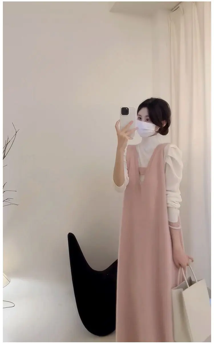 

Вязаное платье без рукавов с V-образным вырезом, длинное, повседневное, женское, весеннее, с кружевом, в стиле коттеджкор, укороченное, в стиле хиппи, с нежной вышивкой, в стиле Харадзюку, однотонное