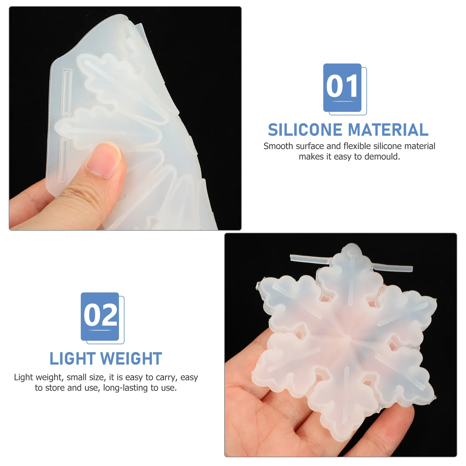 

2Pcs Snowflake Design Silicone Mold DIY Resin Craft Mold for Home Decor Accessories Making Smooth Flexible Material