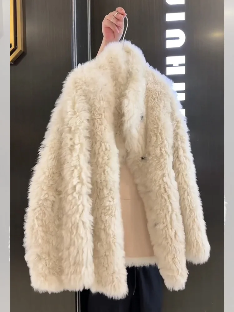 Cappotto di pelliccia bianco ecologico da donna Faion coreano Sle Small Fragrance Top in pelle e pelliccia intercati dal vento per l'autunno