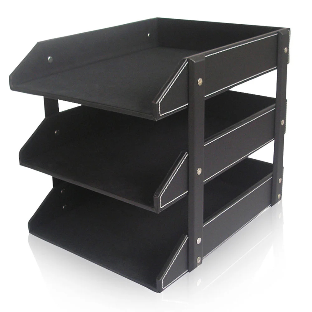 Home Interior Decorations Office Furniture Wood Shelf Magazine Display Rack PU Leather Floor Newspaper Racks