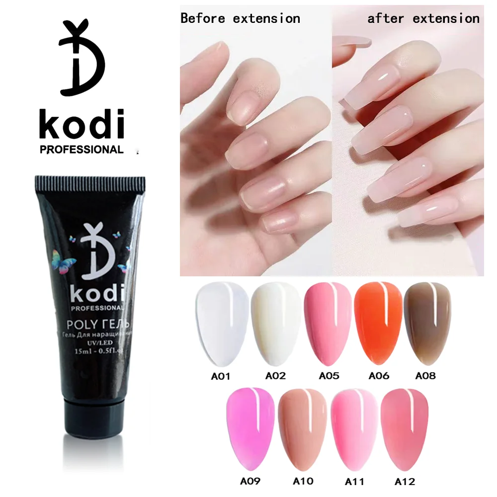 YD KODI PROFESSIONAL Poly UV Gel For Manicure 15ML Nail UV Gel For Extension Nine Color Nail Gel For Nails Art Painting Gel Nail