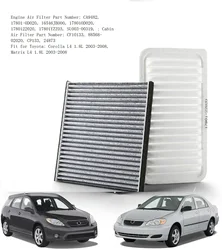 Engine Cabin Air Filter For Toyota Corolla Matrix E130 2003 2004 2005 2006 2007 2008 17801-22020 88568-02020