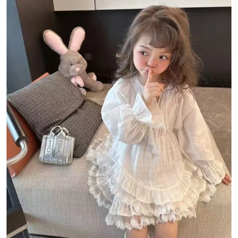 

Girls' Dress Spring/Summer New Fairy Princess Dress Exquisite Girl Temperament Versatile Trendy Long Sleeve Skirt