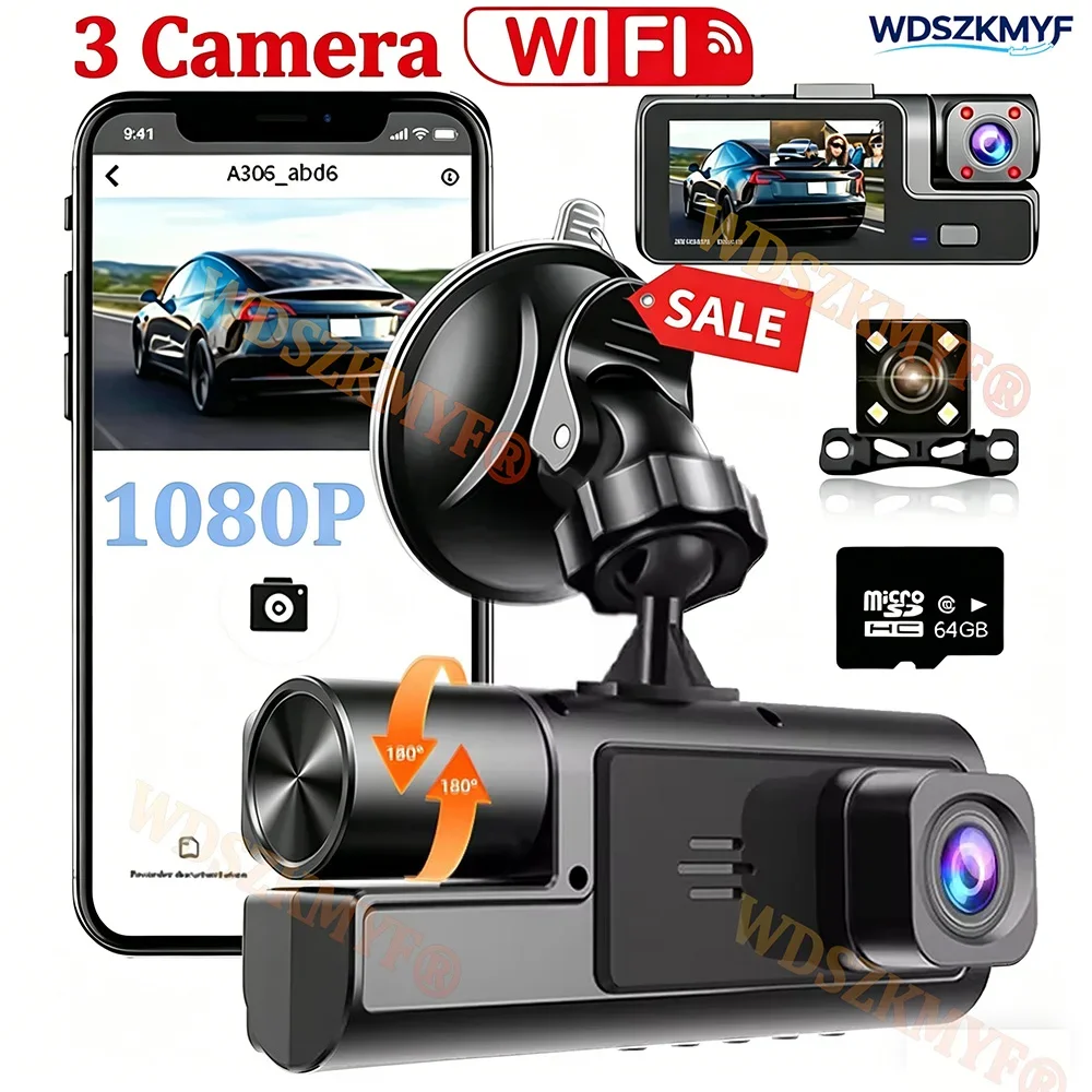 3 shots With WIFI Car DVR 2/3 Channel 1080P Dash Cam for Cars Car Recording Camera Car DVR Black Box Car Security Accessory