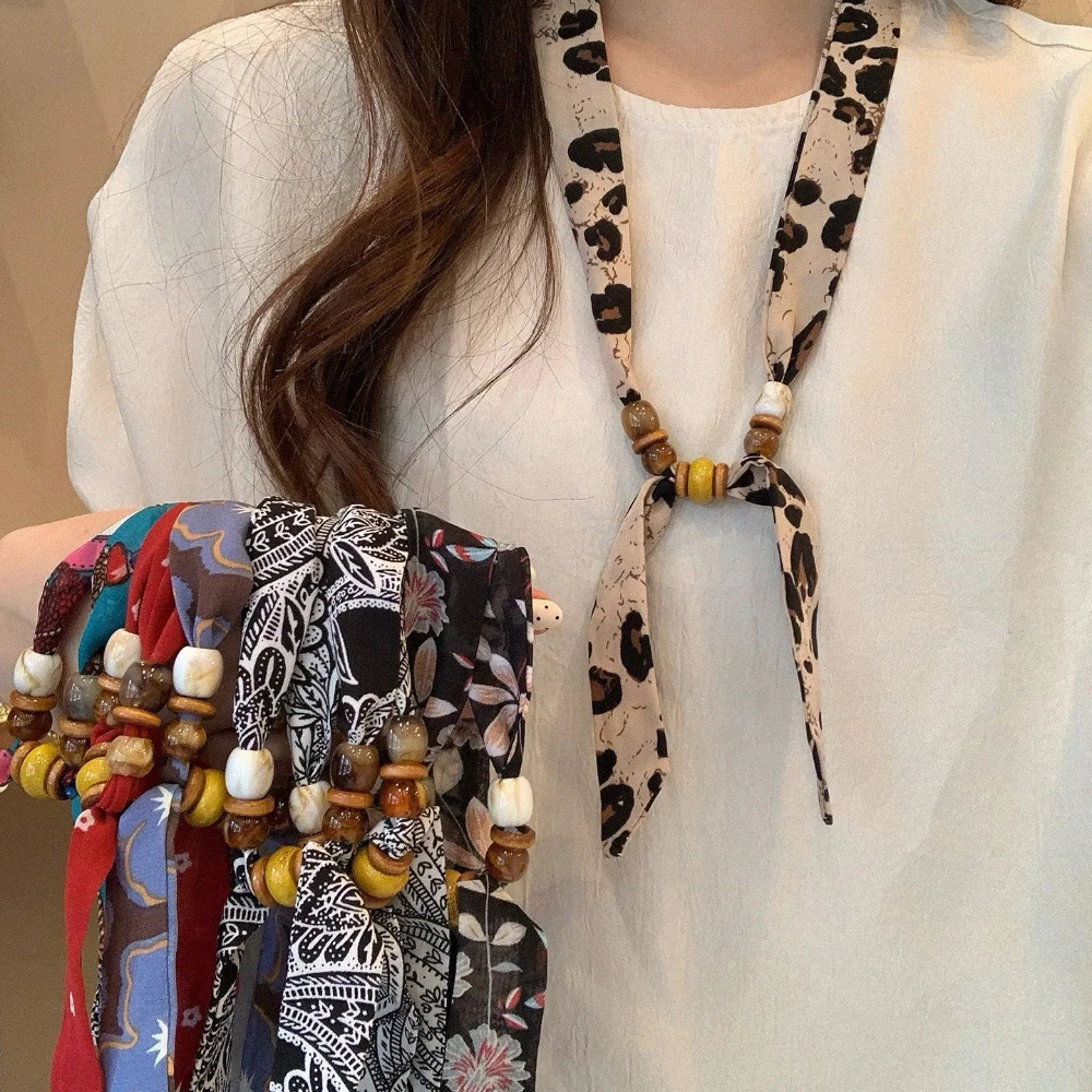 

Retro Style Beaded Long Scarf Versatile Adjustable Shirt Chain for Women Fashion Accessories Necklace Scarf Hijab