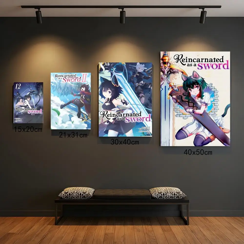 anime R-Reincarnated as a Sword-D Poster Peel and Stick Wall Art for Cafe Office Bar and Home Decoration