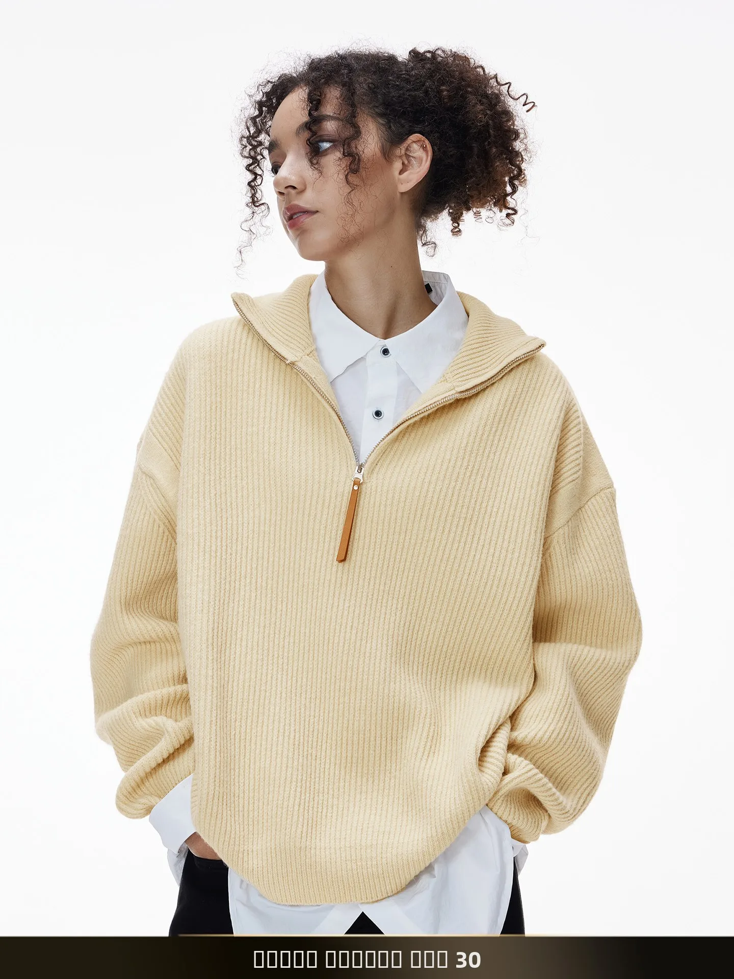 

Nted American Retro f Zipper Stand Collar Sweater Casual Lazy Sle Couple Wool Knitted irt Autumn Season Warmth Function