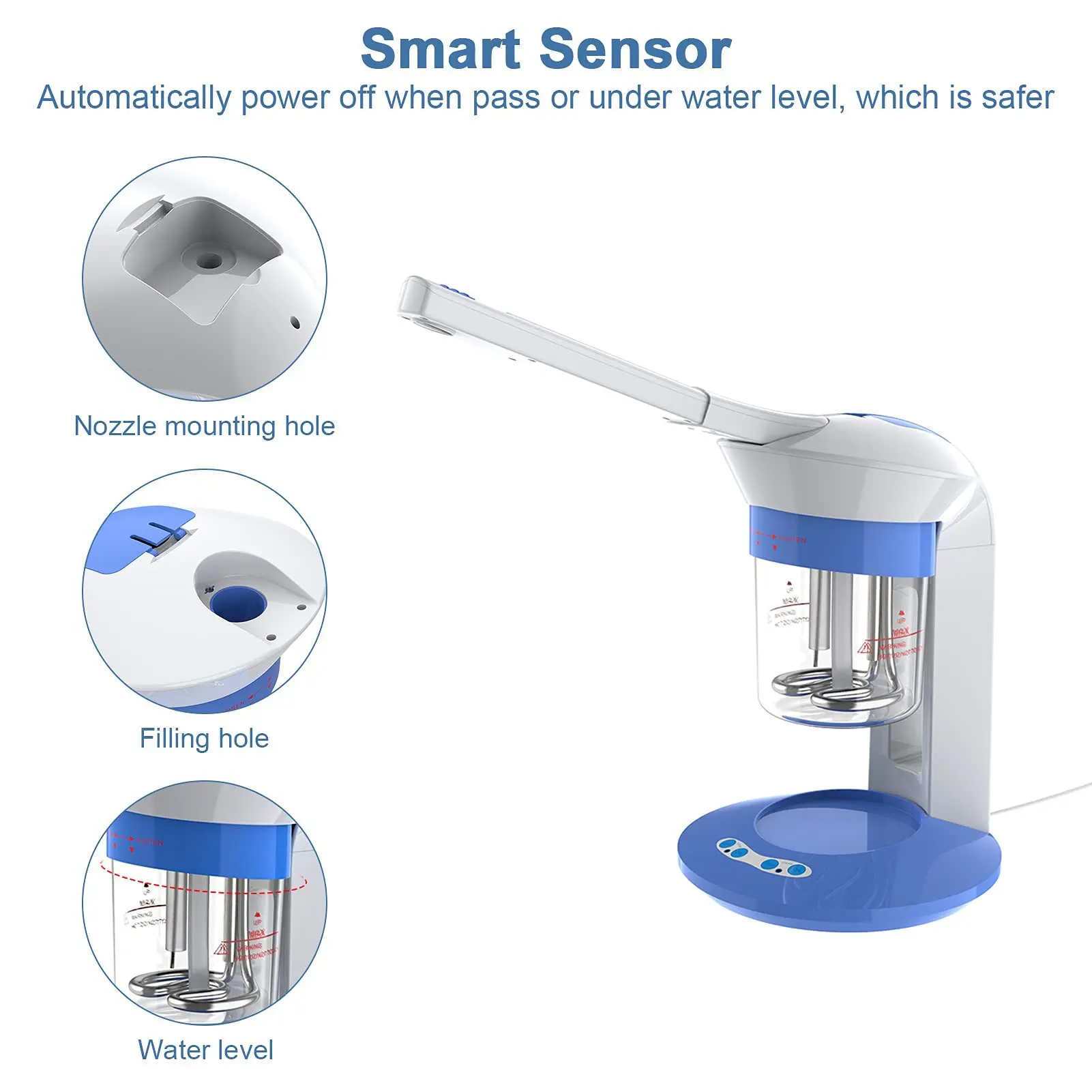 เครื่องพ่นไอน้ำโอโซนร้อนสำหรับผิวหน้า เครื่องเพิ่มความชื้นแบบละอองอุ่น ทำความสะอาดรูขุมขนอย่างล้ำลึก เครื่องพ่นไอน้ำนาโนสำหรับดูแลผิวหน้า ใช้ได้ทั้งในร้านเสริมสวยและที่บ้าน