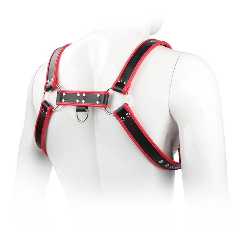 Fetish Leather Harness Bondage Chest Belt Double Shoulder Strap Carnival Party Nightclub Punk Adults Sexy Costumes Male Lingerie