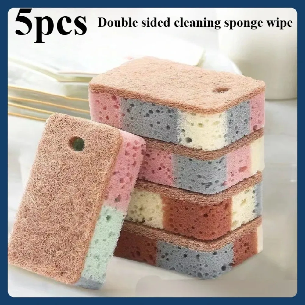 

Wood pulp kitchen cleaning sponge dishwashing pad for grease oil removal and daily cookware scrubbing use