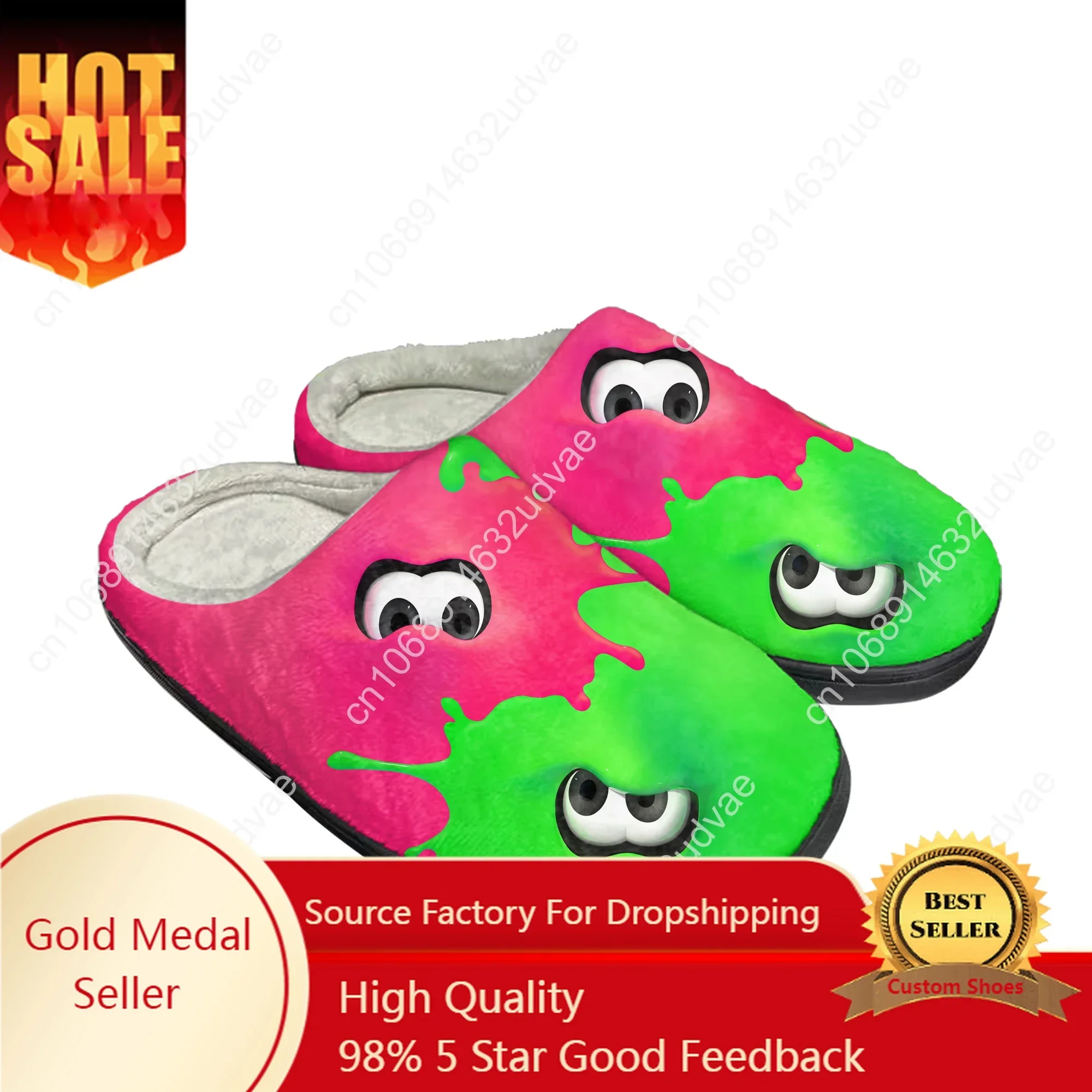 

Splatoons Game Home Cotton Custom Slippers Mens Womens High Quality Sandals Plush Casual Keep Warm Shoes Thermal Slipper