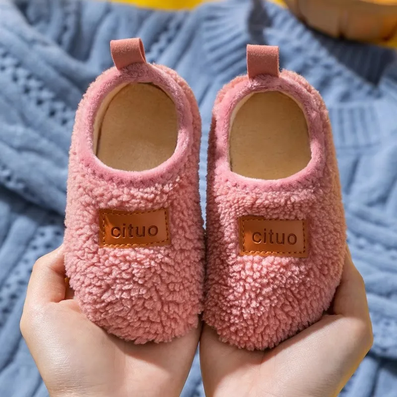 Autumn Winter 1-9 Years Old Children Plush Floor Sock Shoes Child Soft Sole Walking Shoes Indoor Home Anti-slip Kids Slippers