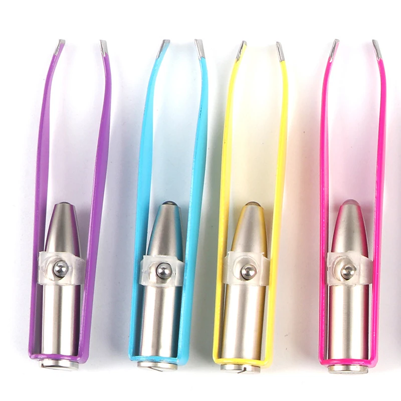 LED Illuminated Eyebrow Clip Non-Slip Eyebrow Tweezers Clipper Trimming Hair