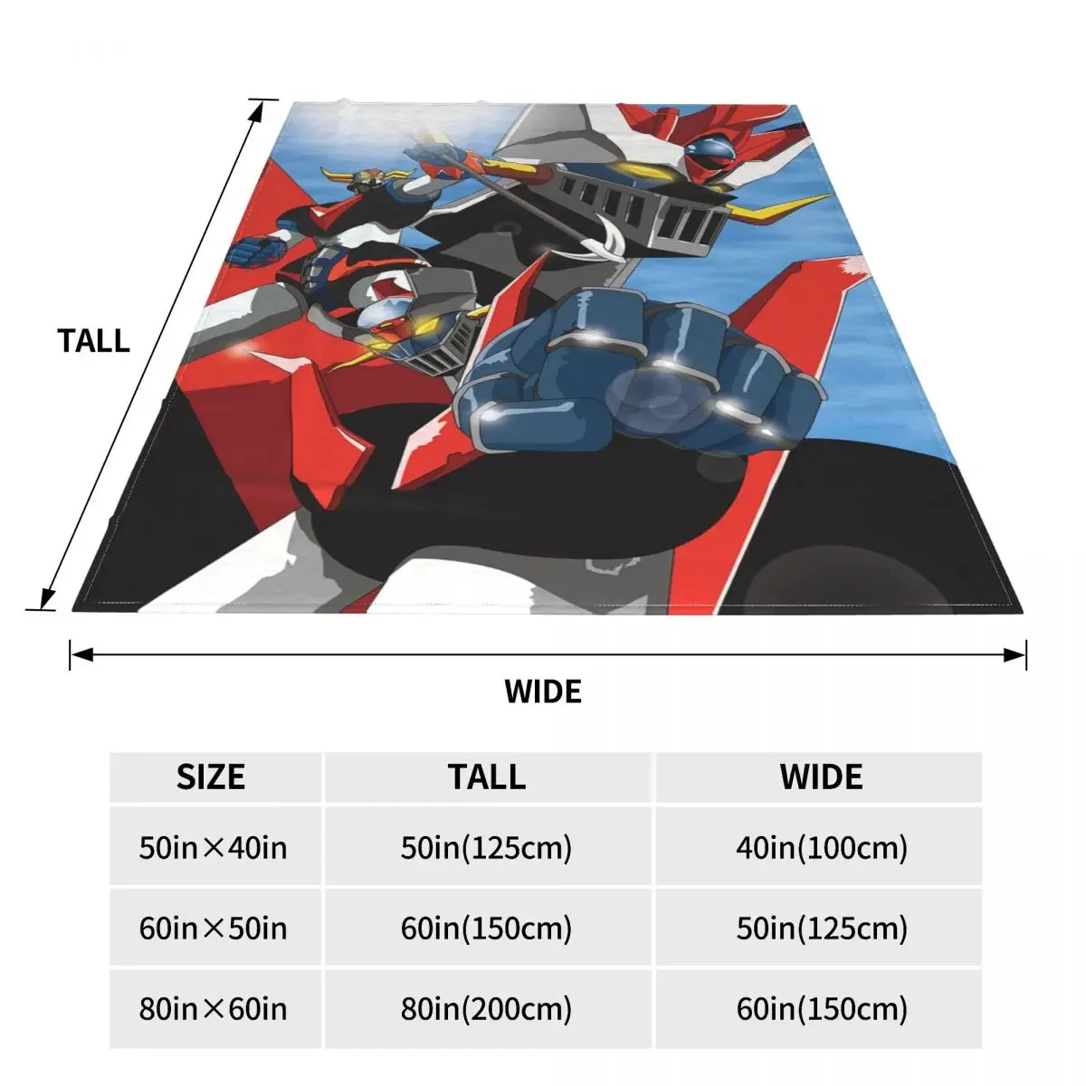 UFO Robot Grendizer Blanket Flannel Goldorak Actarus Mazinger Super Warm Throw Blanket for Outdoor Travel Bedroom Quilt