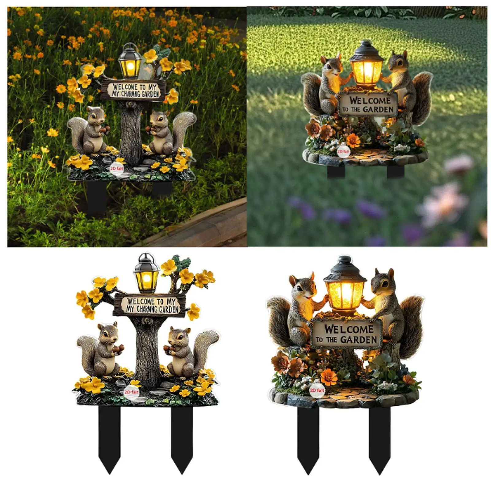 

Squirrel Decorative Garden Stake 2D Flower Pot Decor for Outside Lawn Bonsai
