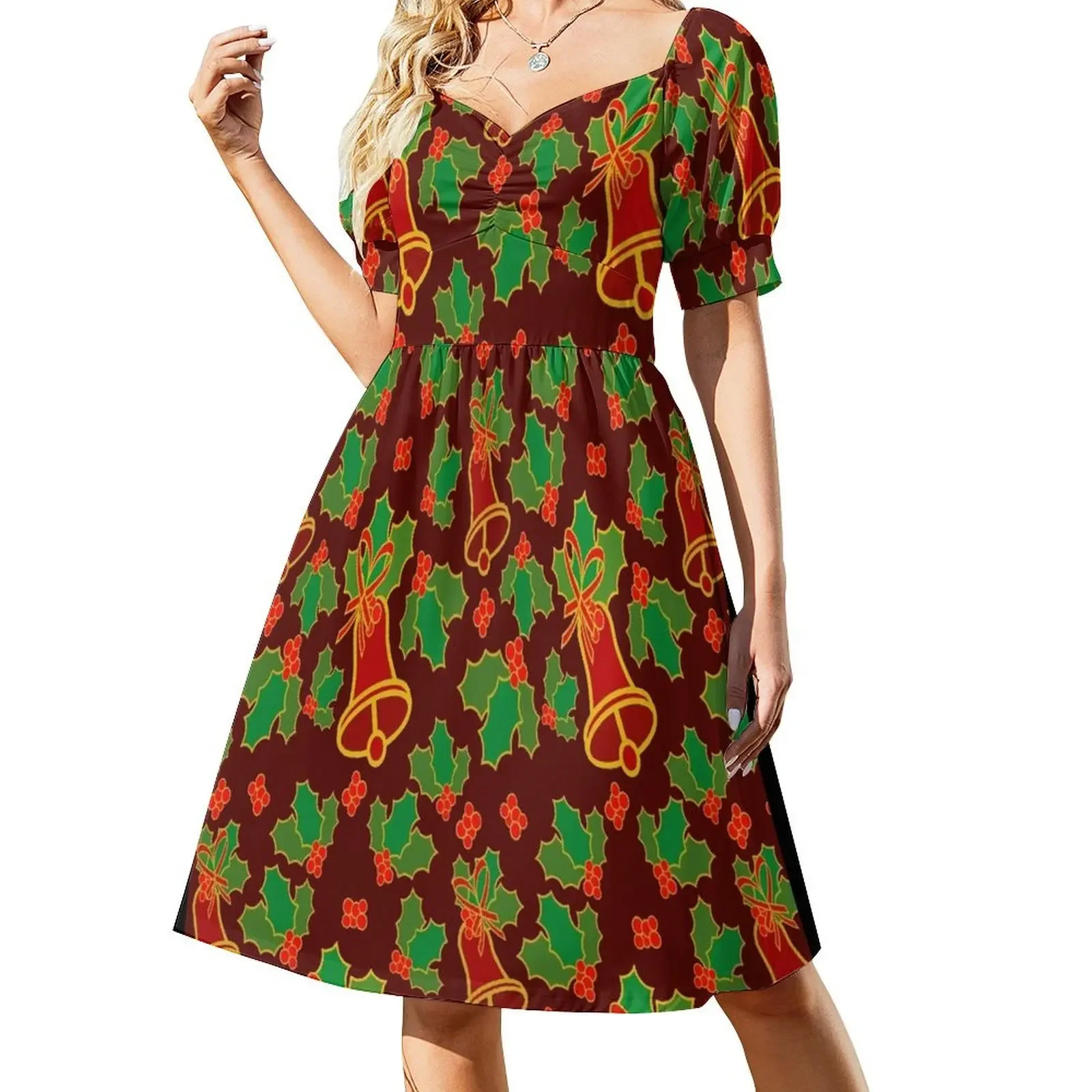 

Red and Green Christmas Art Pattern Sleeveless Dress Dress woman long dress women women long dresses