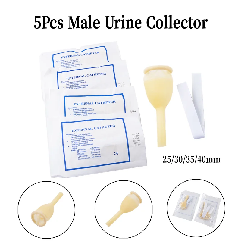 5Pcs Disposable Male Latex Catheter Cover for Bed-ridden Atrophic Urinary Incontinence Patients