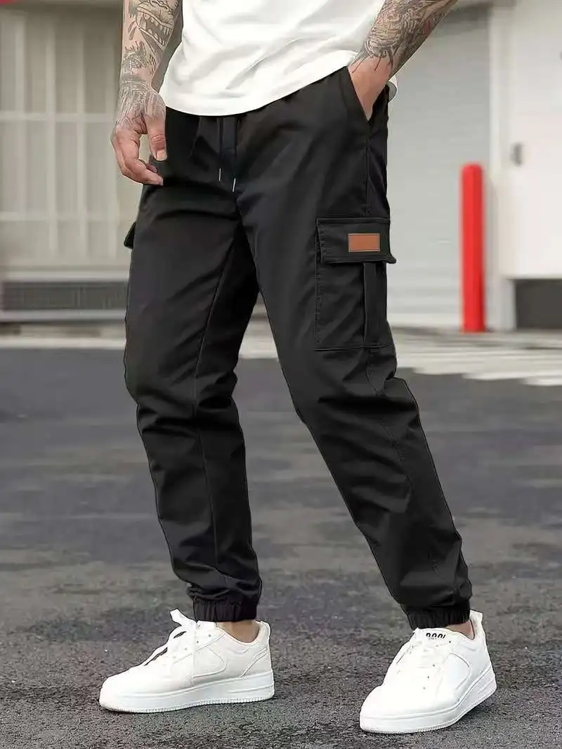 Mens Casual Jogger Pants Relaxed Fit Cargo Pants Drawstring Sweatpants Hiking Outdoor Twill Sport Pants