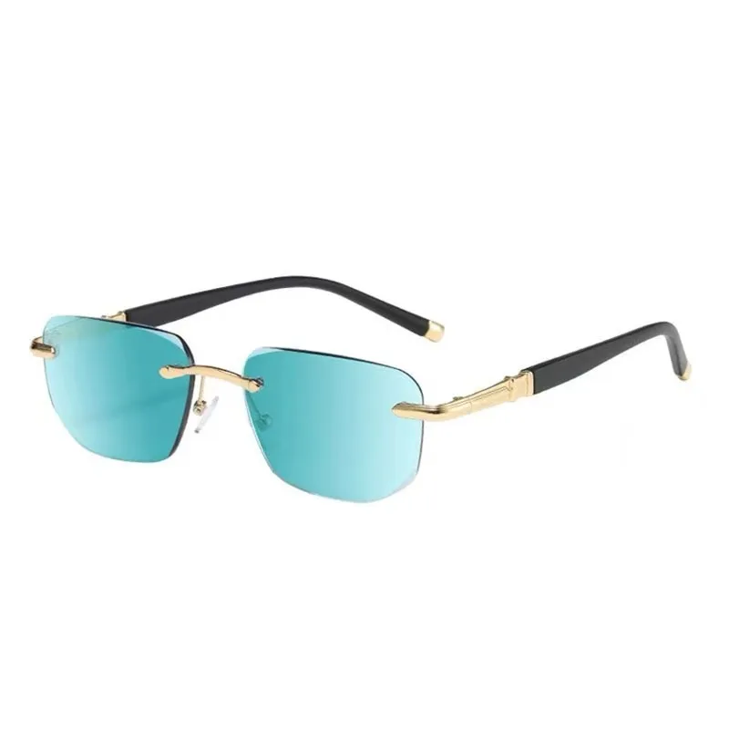 

Popular Women Men Shades Oval Sun Glasses for Woman Man Summer Traveling UV400 Rimless Sunglasses Round Fashion Gafas De Sol