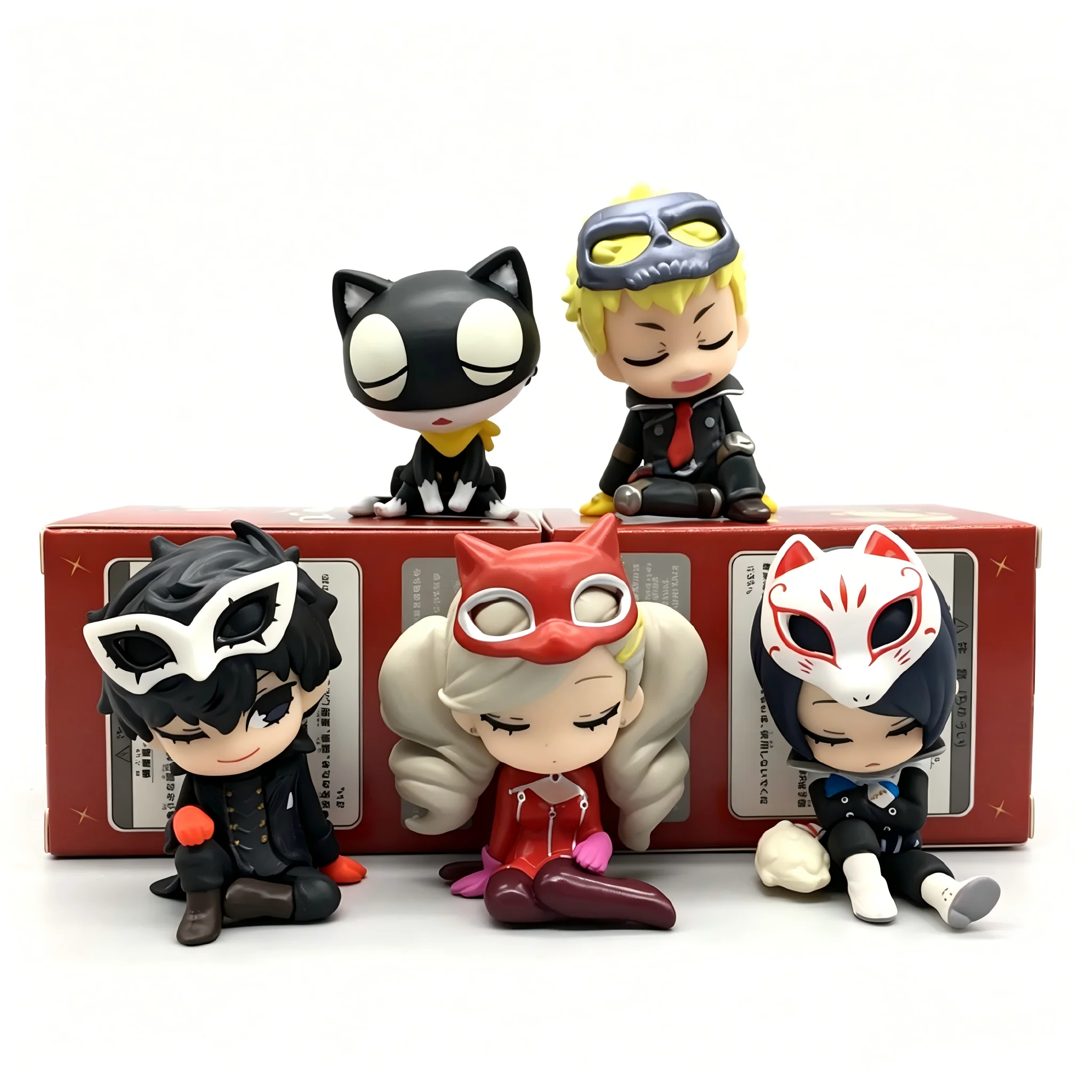 Em estoque: Bonecos Colecionáveis Blind Box P5 Royal Edition - Figuras do Joker, Mona, Skull, Panther e Fox (Sentados um ao Lado do Outro)