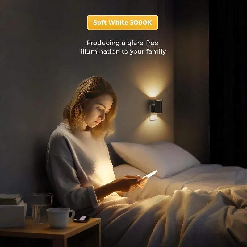 ナイトライト壁プラグイン夕暮れから夜明けまでセンサーソフトホワイトライト調整可能な明るさ廊下や階段に適しています