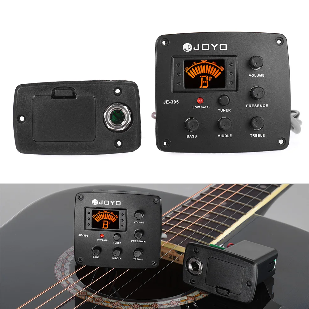 Pickup JE-305 Acoustic Guitar Piezo Pickup Preamp 4-Band EQ Equalizer Tuner System with LCD Display Guitar String Instrument Acc