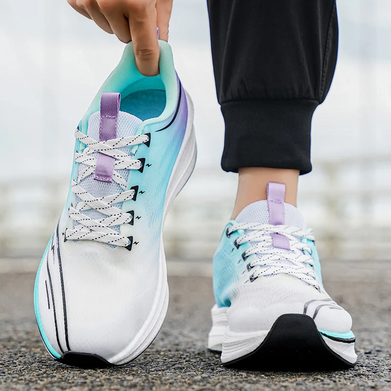 Marathon Men Sports Running Shoes Carbon Board Air Cushion Breathable Lightweight Women's Comfortable Athletic Nonskid Sneakers