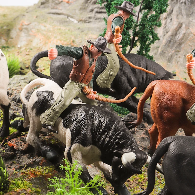 Oenux-figuras de acción de animales de granja para niños, juguete de colección de animales de granja, vaquero, simulación de aves de corral, ganado, pantorrilla, Toro, buey, modelo de Pvc, regalo