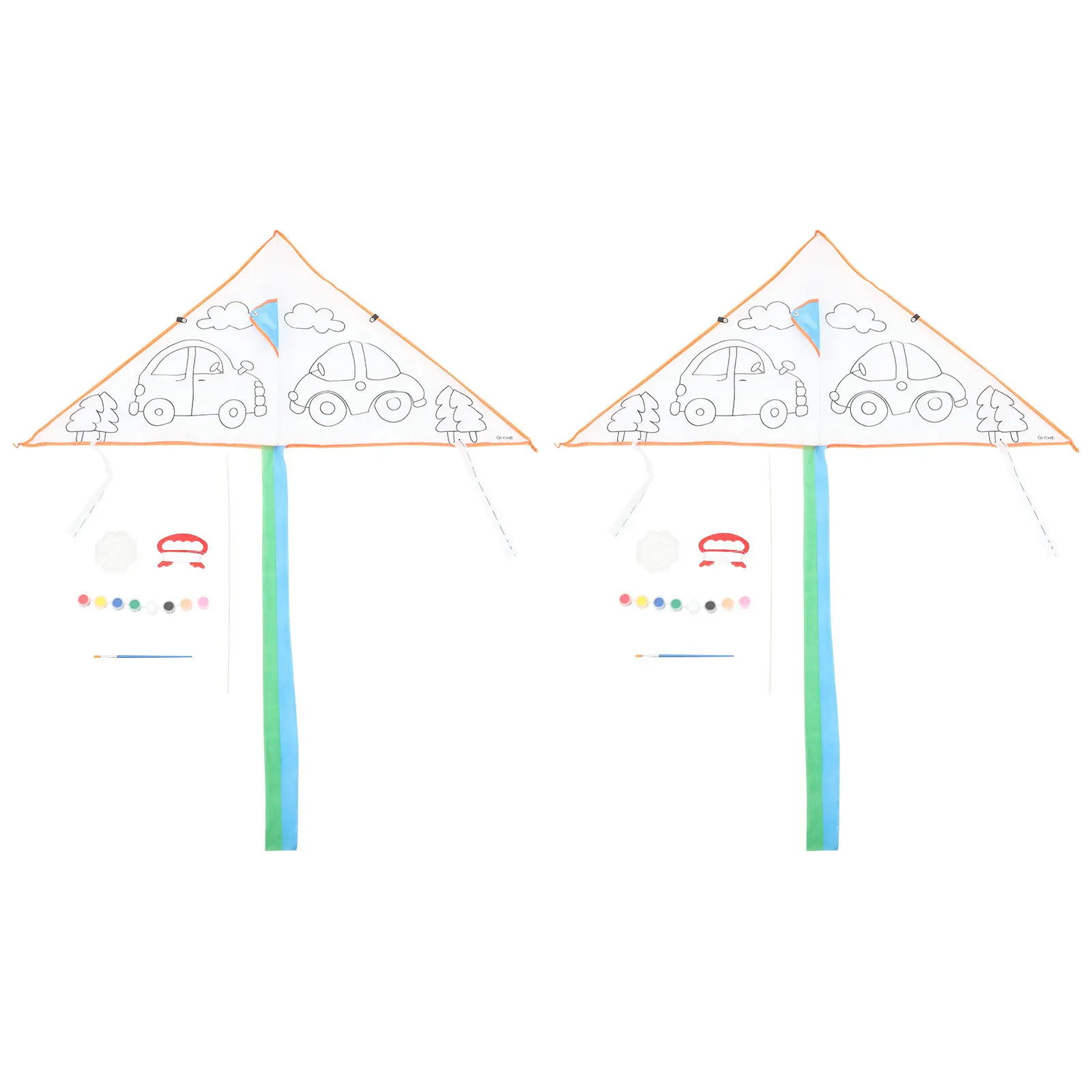 Ensemble de cerf-volant peint à la main, blanc et vierge, pour enfants, parc en plein air, plage, activité de vol, artisanat éducatif pour enfants, bricolage, 2 ensembles