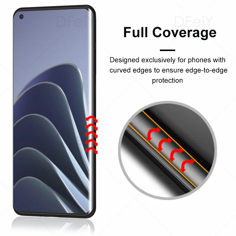 DFeiY UV Glass for OnePlus 10 Pro Full Coverage UV Screen Protector for OnePlus 7 7T 8 9 Pro Tempered Glass Film