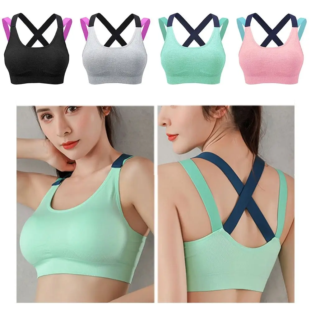 

Comfortable Sportswear Sports Bra Shockproof Seamless Fitness Top Without Steel Ring Cross Back Push-up Bra Yoga