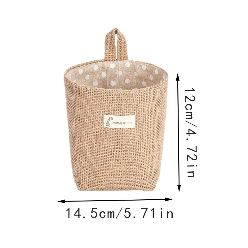 Nordic Style Small Hanging Wall Pocket Storage Basket Sack Sundries Organizer Cosmetic Organizer Cotton Linen Toy Storage Bag