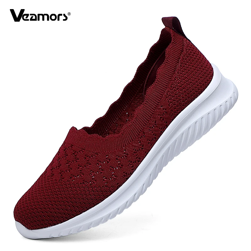 

Breathable Women's Loafers Knitted Mesh Flat Casual Walking Shoes Women Slip-on Daily Work Shoes Soft Elastic Sole Size 36-42
